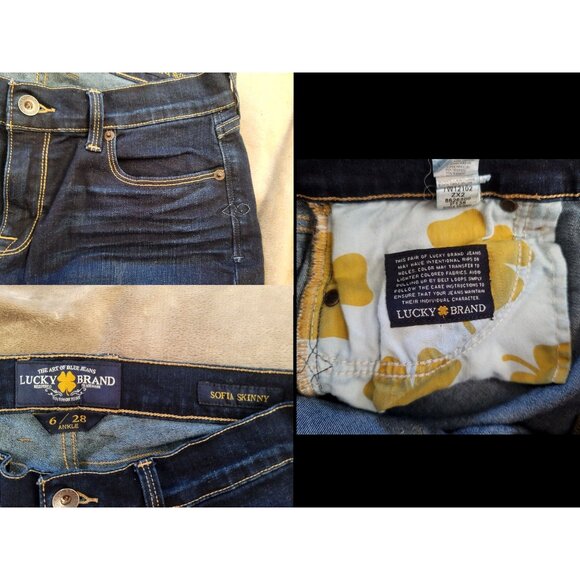 Lucky Brand Sofia Skinny Blue Jeans 6/28 Dark Wash Quality Denim Classic Style - Picture 5 of 10